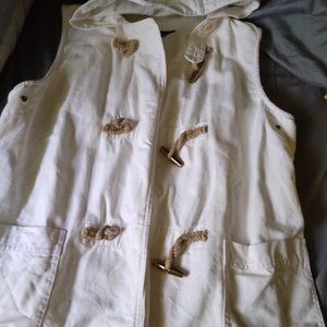 Ralph lauren white cotton denim vest,nautical,as is No Issues noted